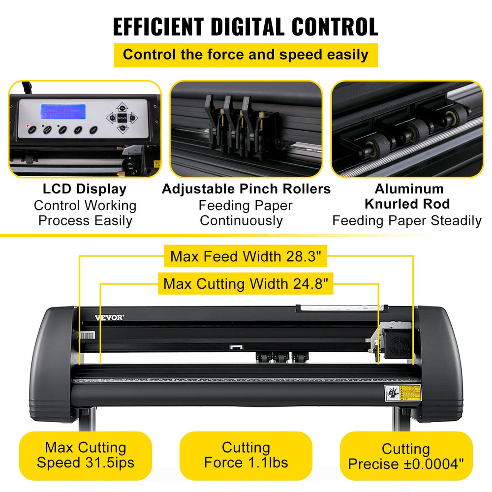 Vevor Vinyl Cutter Machine 28" LCD Display Adjustable Pinch Rollers SignMaster Software New