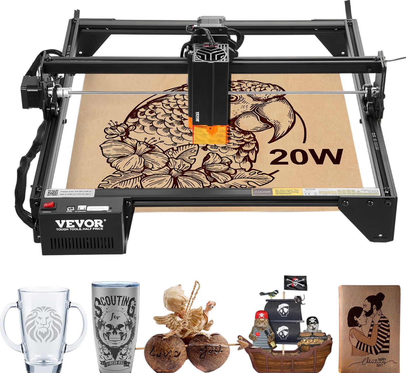 Vevor Laser Engraving Machine 20W 6.5 IPS High Speed with Spot Compression New