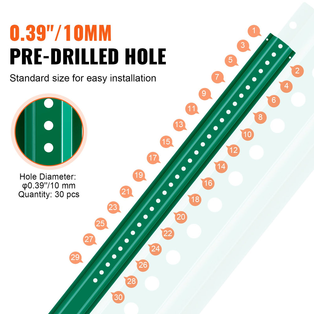 Vevor U-Channel Sign Post 8 Ft. Heavy-Duty Steel Green 4-Pack New