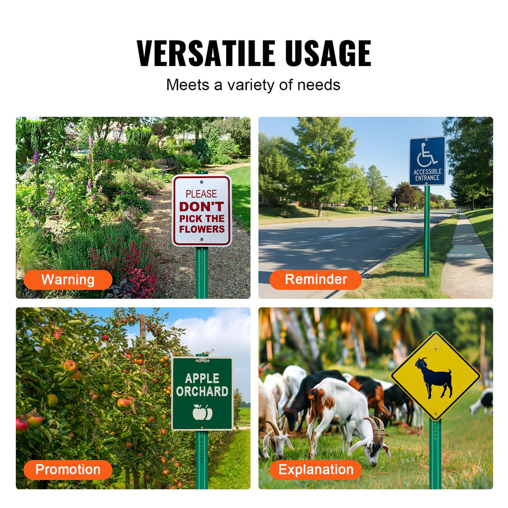 Vevor U-Channel Sign Post 8 Ft. Heavy-Duty Steel Green 4-Pack New