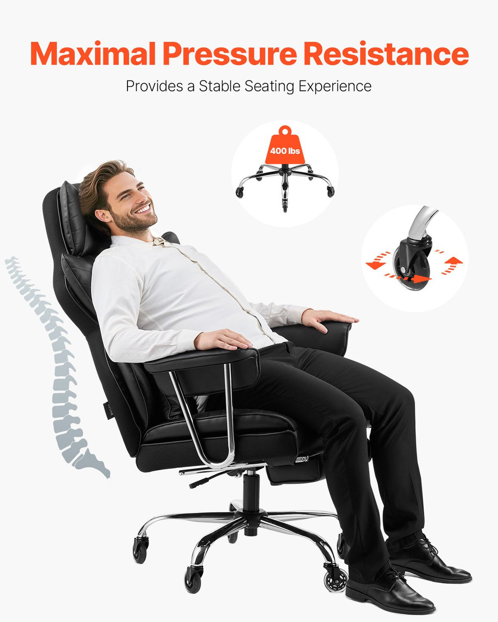 Vevor Executive Office Chair Reclining with Footrest 400 Lbs Capacity New