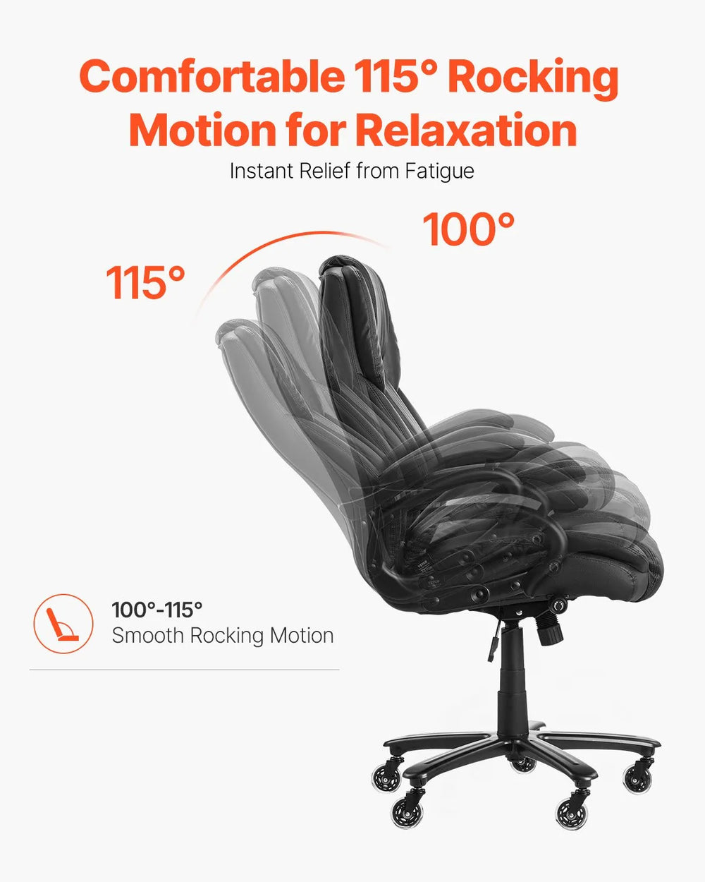 Vevor Executive Office Chair Reclining with Adjustable Lumbar Support 500 Lbs New