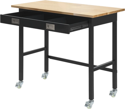 Vevor Workbench 48 in. Oak Top with Drawer Storage Wheels 1,500 lb. Capacity New