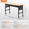 Vevor Work Bench on Wheels 60" Wood Top Height Adjustable with Power Outlet New