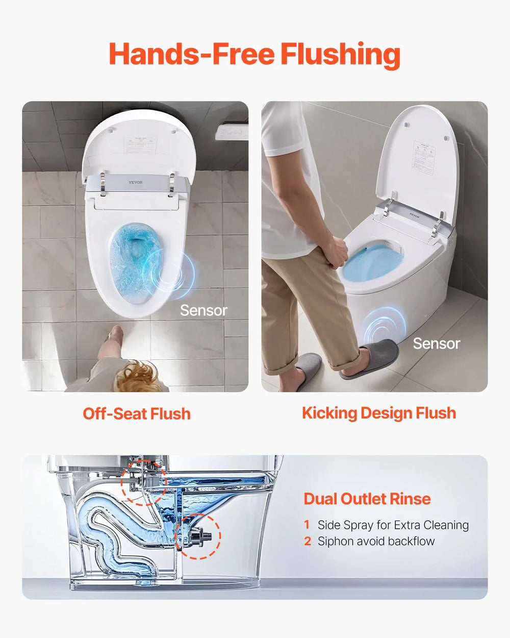 Vevor Smart Toilet Elongated Auto Freshening with Heated Seat Remote Control New