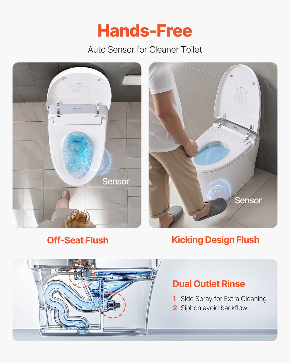 Vevor Smart Toilet Elongated Auto Freshening with Heated Seat New