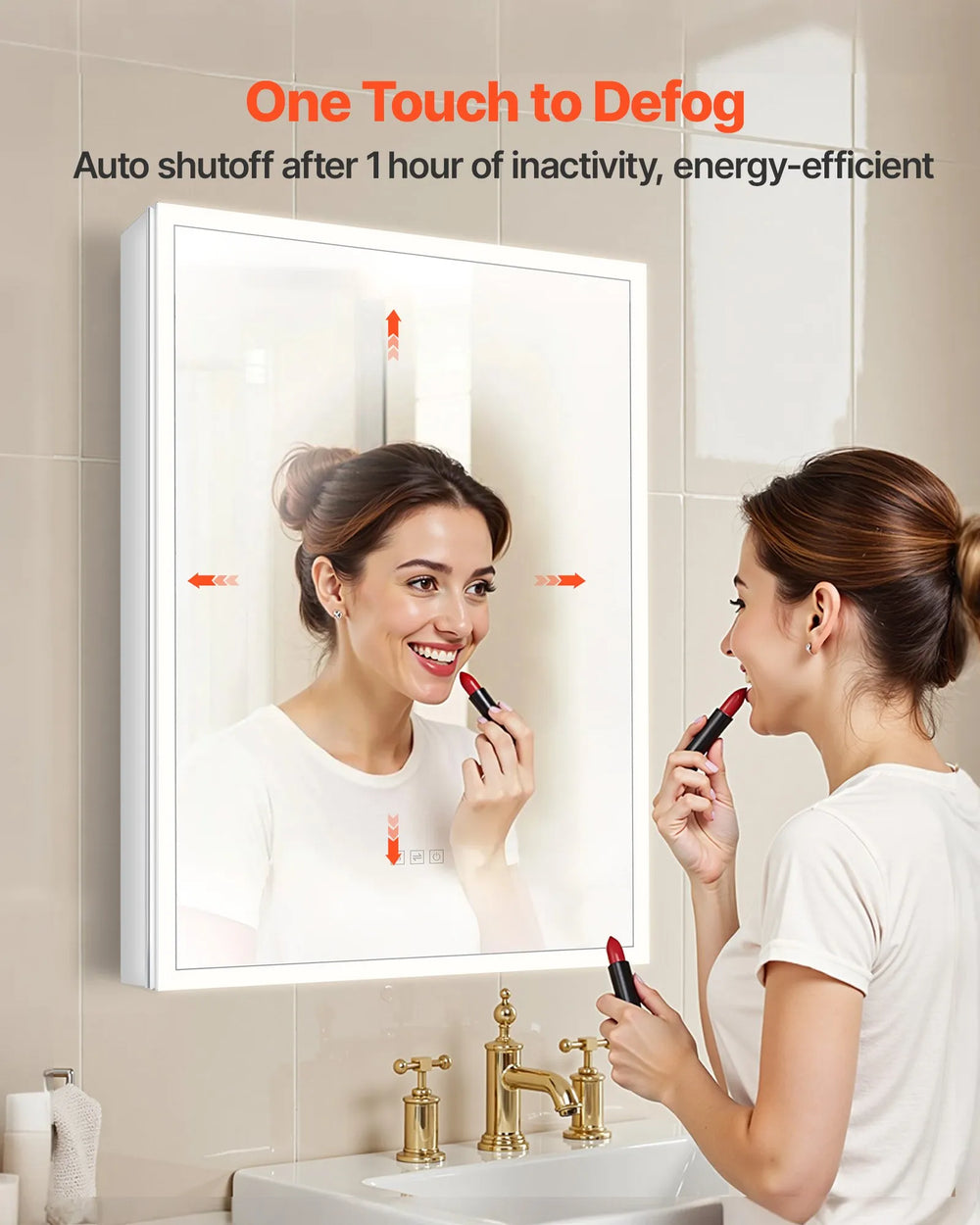 Vevor Lighted Medicine Cabinet 24 x 32 in. with Magnifying Mirror 3 Color Dimmable LED New