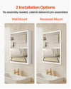 Vevor Lighted Medicine Cabinet 24 x 32 in. with Magnifying Mirror 3 Color Dimmable LED New