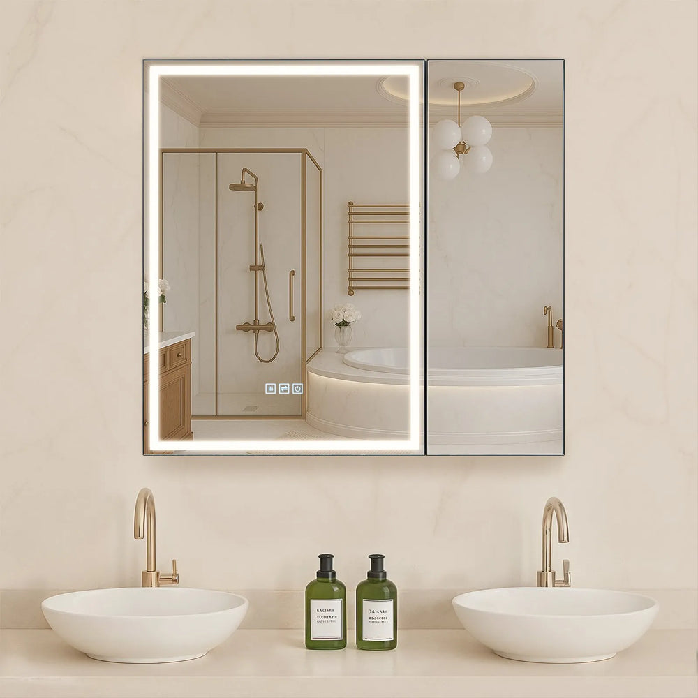 Vevor Lighted Medicine Cabinet 30 x 28 in. with Anti-Fog Mirror 3-Color Dimmable LED New