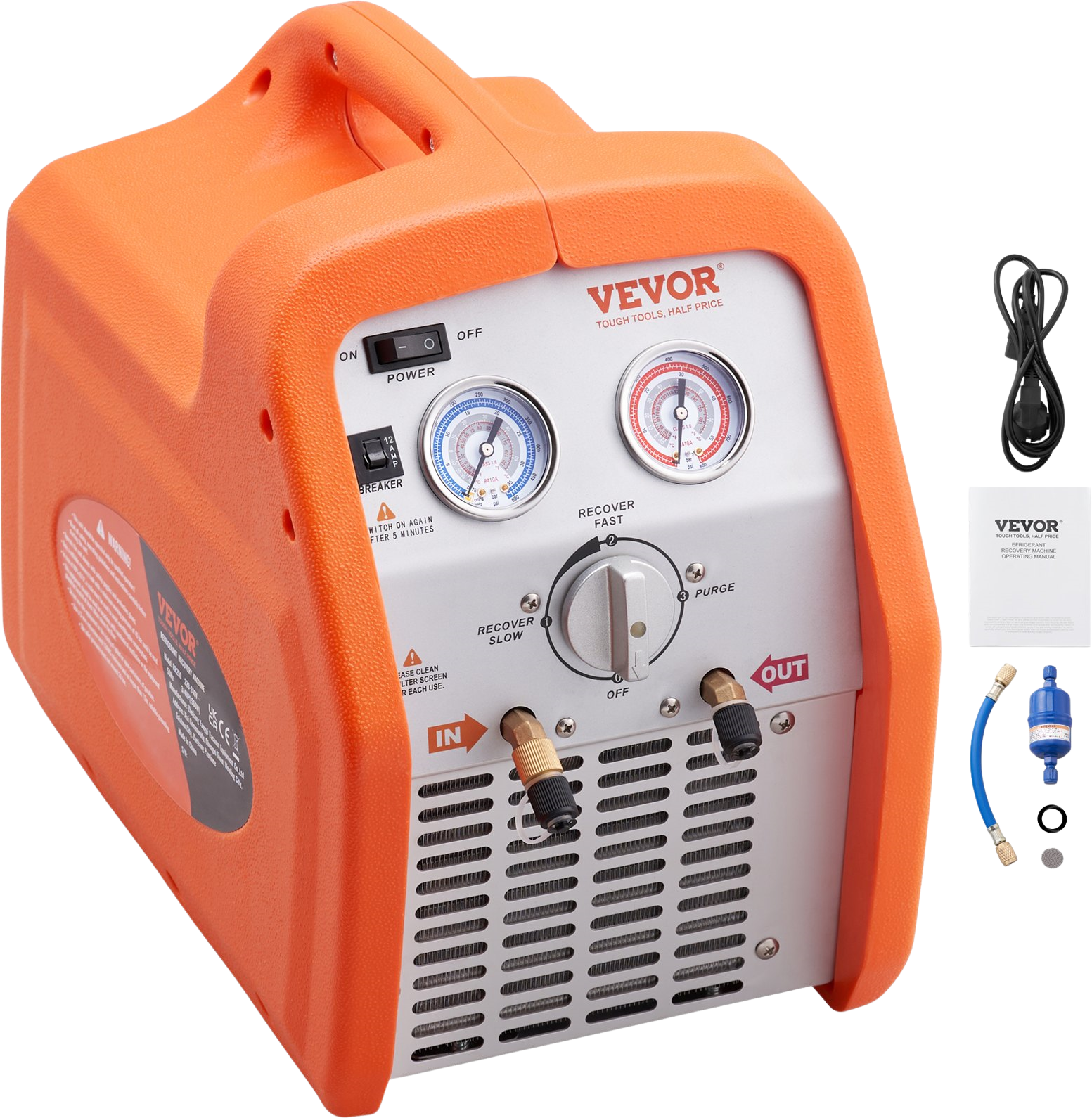 Vevor Refrigerant Recovery Machine Portable 3/4 HP with High Pressure Protection 120V New