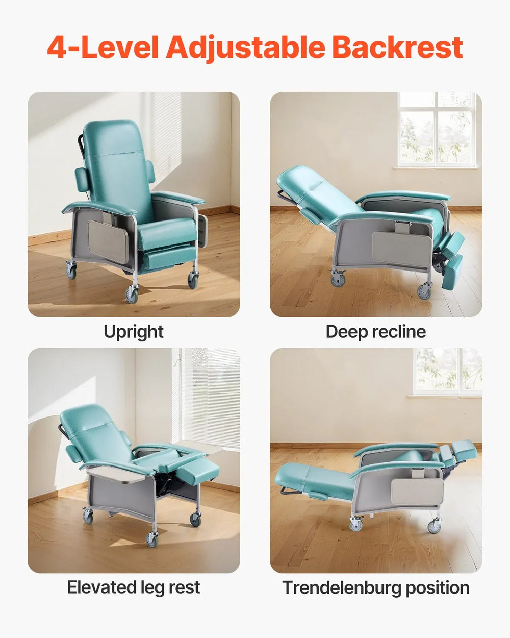 Vevor Medical Recliner Chair 4-Position Trendelenburg with 2 Trays New