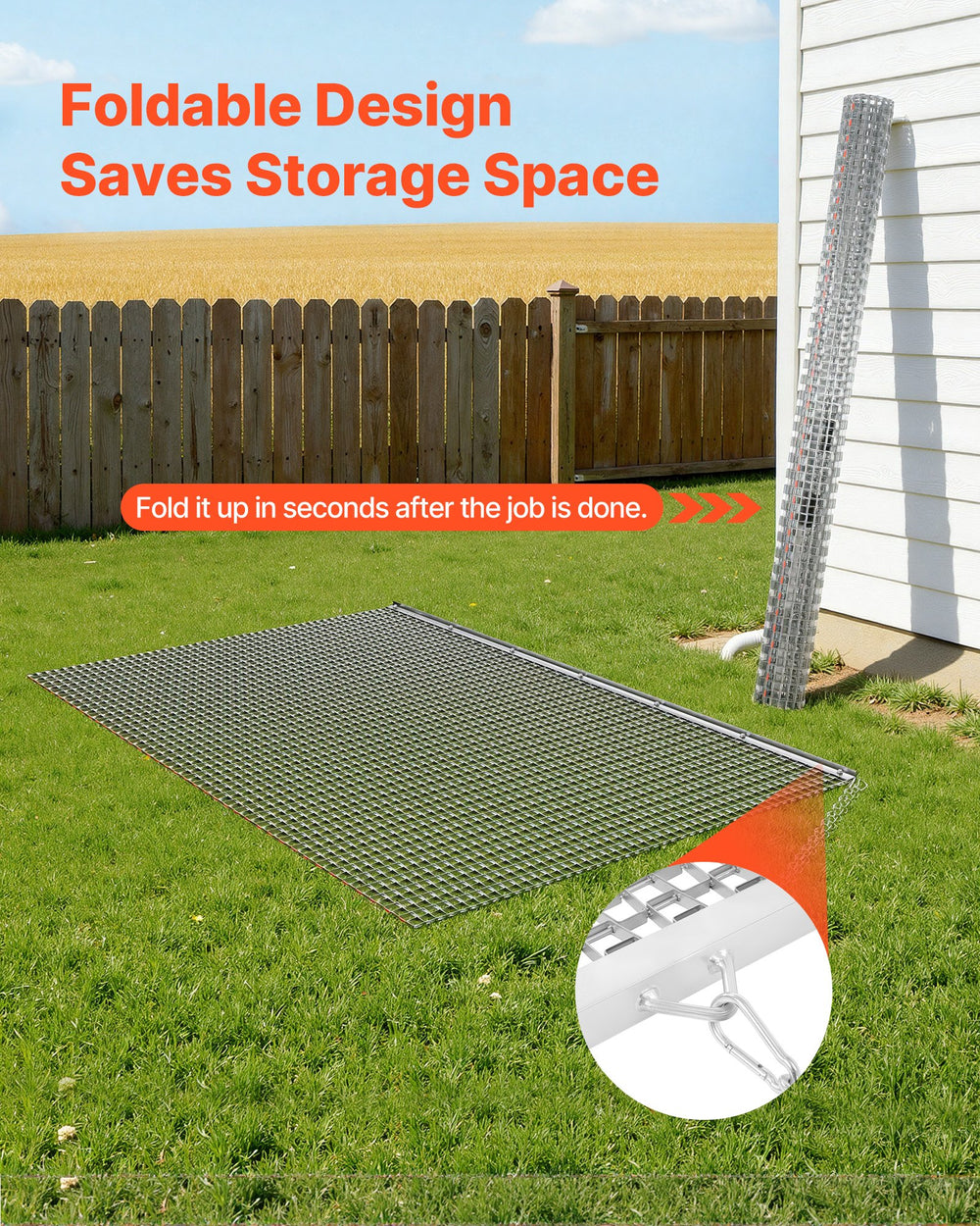 Vevor Drag Harrow 6.6 x 4 ft. Galvanized Steel Mesh with Towing Chain New