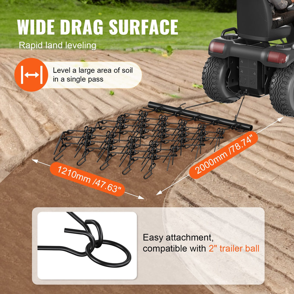 Vevor Drag Harrow 4' x 4' Heavy-Duty Chain Mat with 69 Teeth New