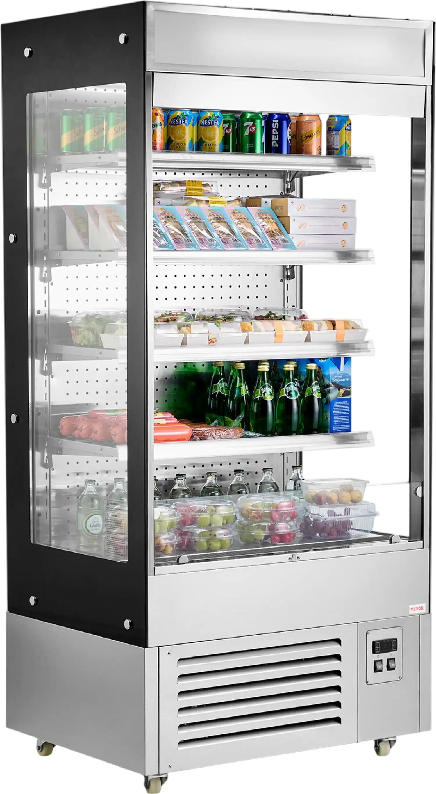 Vevor Open Air Merchandiser 4-Tier Display Cooler with Air Curtain 18.4 Cu. Ft New