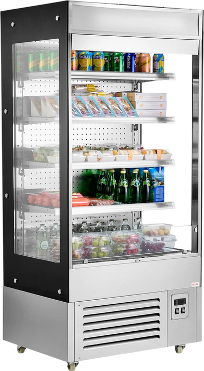 Vevor Open Air Merchandiser 4-Tier Display Cooler with Air Curtain 18.4 Cu. Ft New
