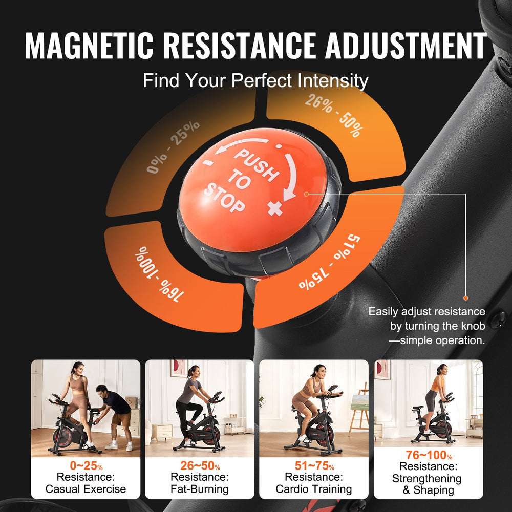 Vevor Exercise Bike Magnetic Resistance 40 Lbs Flywheel Stationary Indoor Cycling New