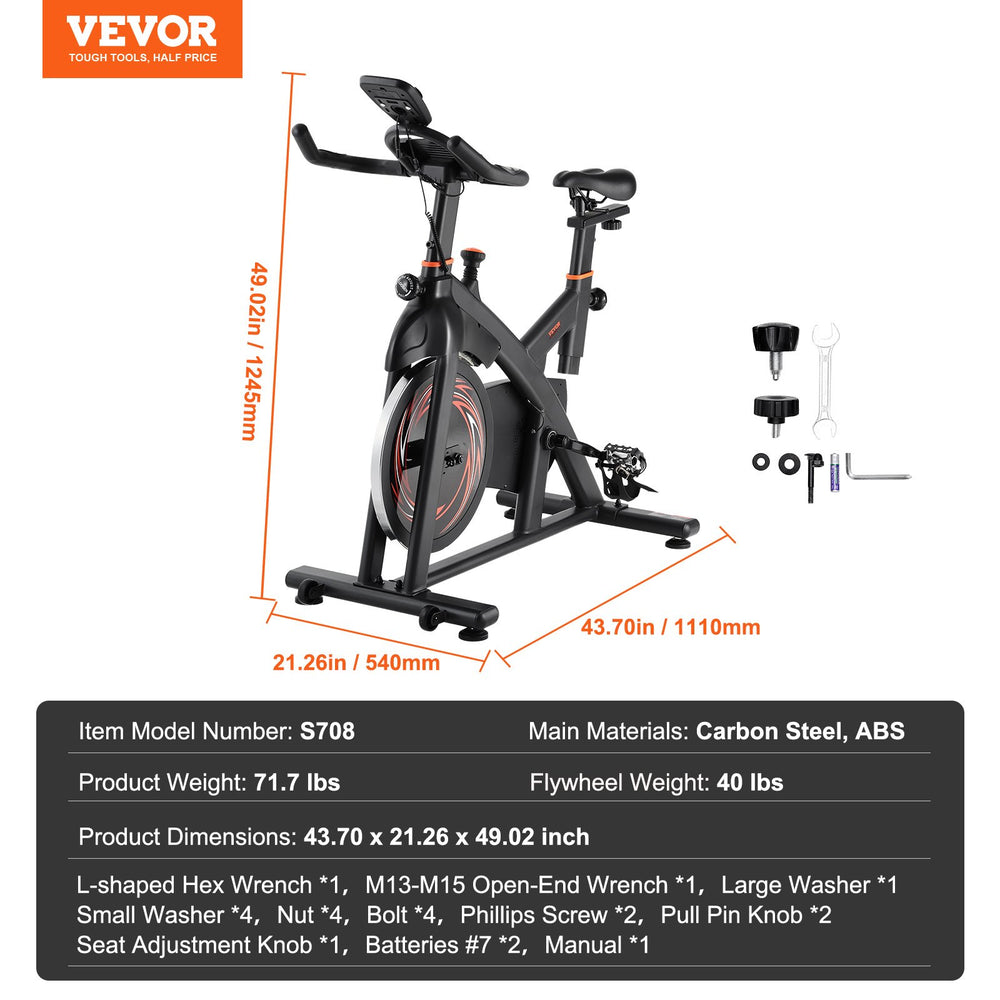 Vevor Exercise Bike Magnetic Resistance 40 Lbs Flywheel Stationary Indoor Cycling New