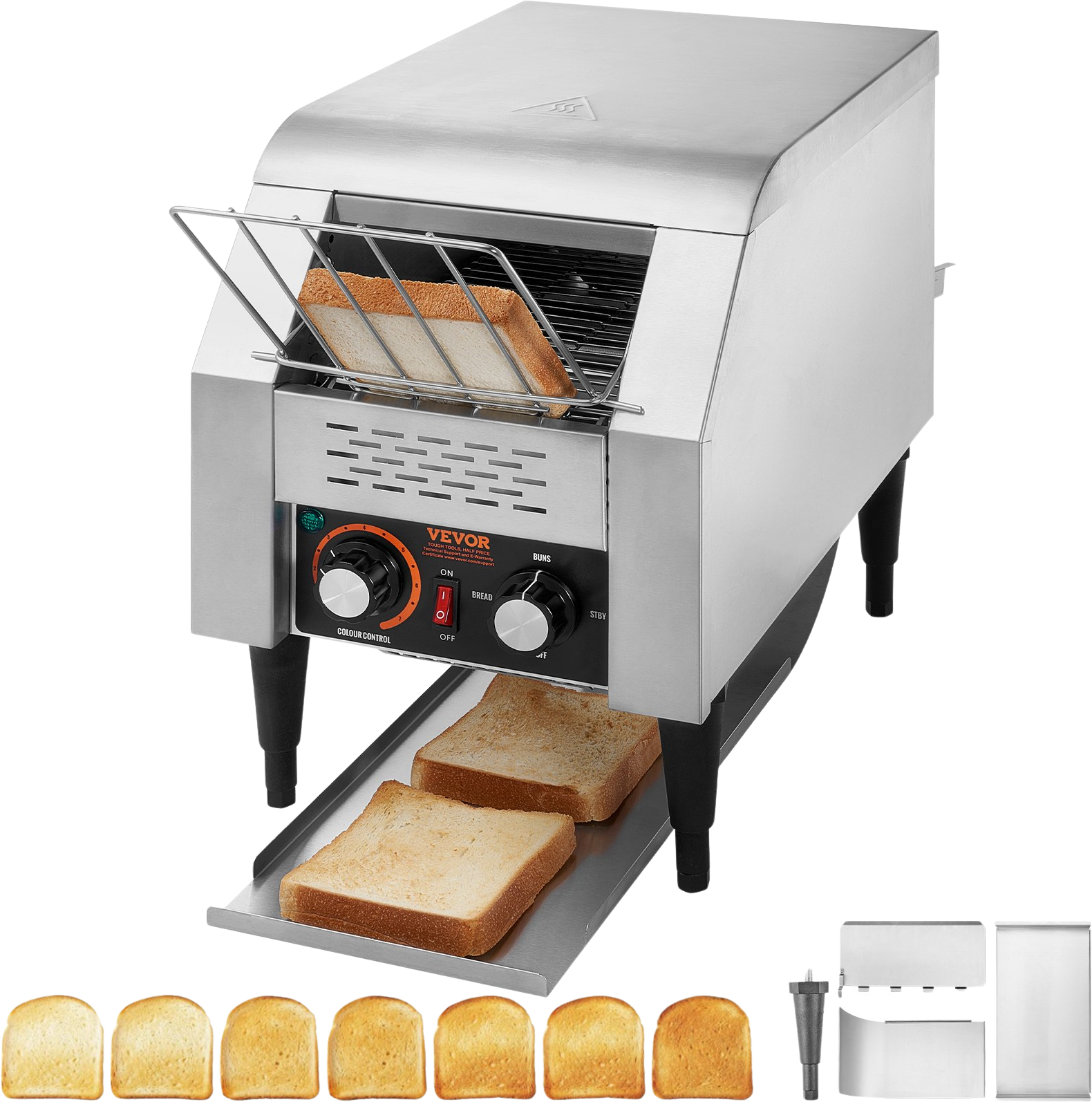 Vevor Commercial Conveyor Toaster 150 Slices per Hour Stainless Steel 1300W New