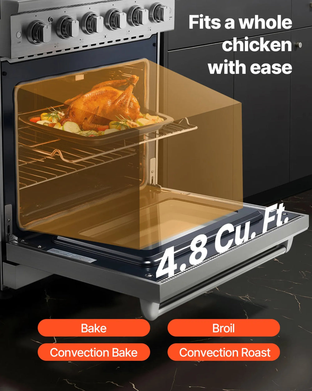 Vevor Gas Range Oven 30" with 5 Cooktop Burners 4.8 Cu. Ft Capacity New