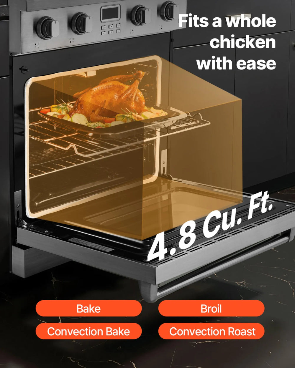 Vevor Gas Range Oven 30" with 4 Cooktop Burners 4.8 Cu. Ft Capacity New