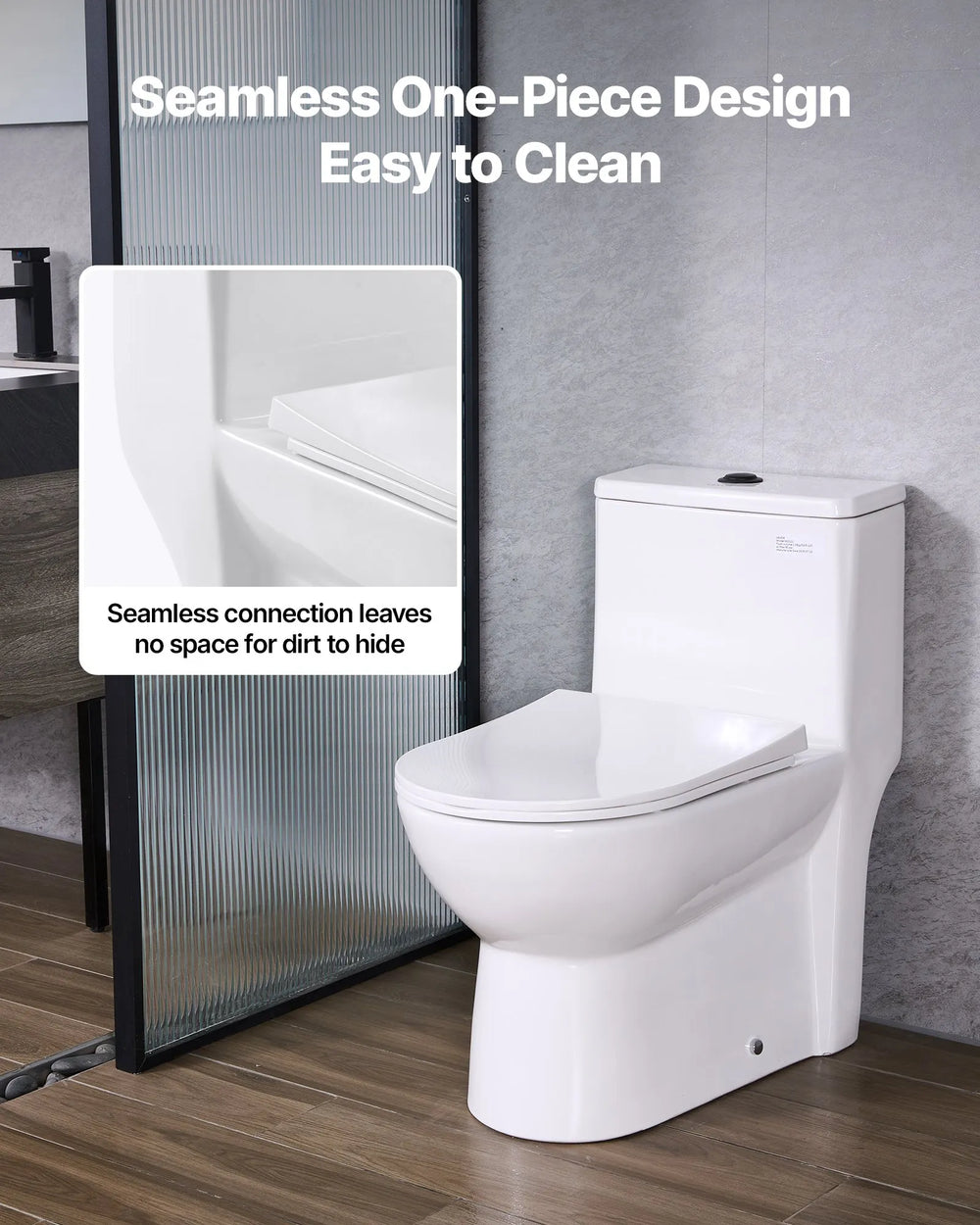 Vevor One-Piece Toilet Elongated Dual Flush 1.1/1.6 GPF 16 in. Seat Height 12 in. Rough-in New