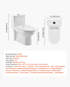 Vevor One-Piece Toilet Elongated Dual Flush 1.1/1.6 GPF 16 in. Seat Height 12 in. Rough-in New