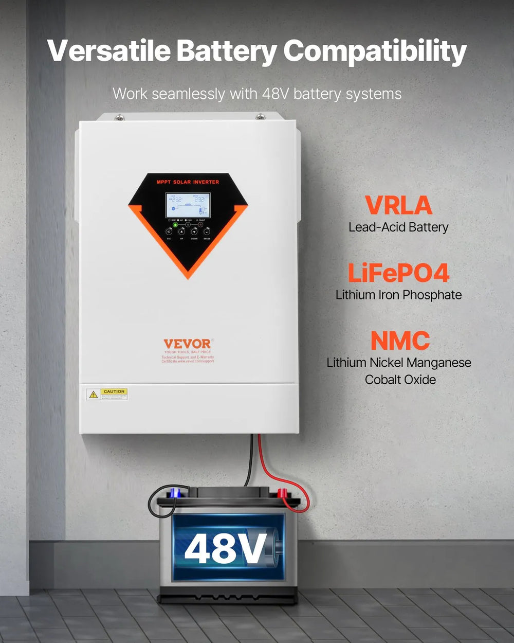 Vevor Hybrid Solar Inverter 6000W Pure Sine Wave Charger 48V DC to 220/230V AC Single Phase New