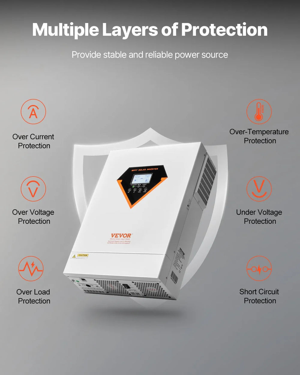 Vevor Hybrid Solar Inverter 6000W Pure Sine Wave Charger 48V DC to 220/230V AC Single Phase New