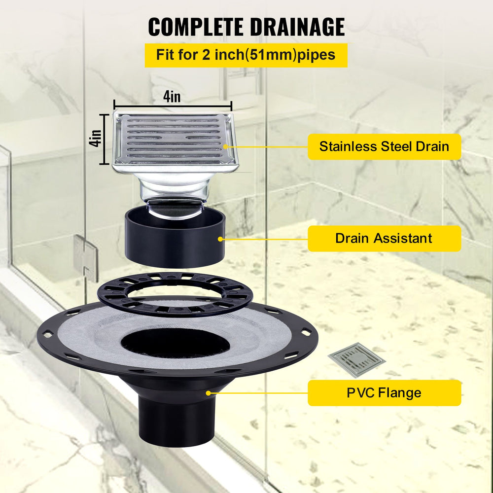 Vevor Shower Curb Install Kit Center Drain 48" x 48" with Installation Tools New