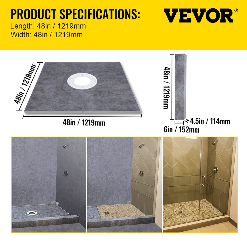 Vevor Shower Curb Install Kit Center Drain 48" x 48" with Installation Tools New