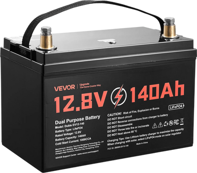 Vevor Lithium Battery LiFePO4 12V 140Ah 1000 CCA Starter and Deep Cycle with Built-in BMS New