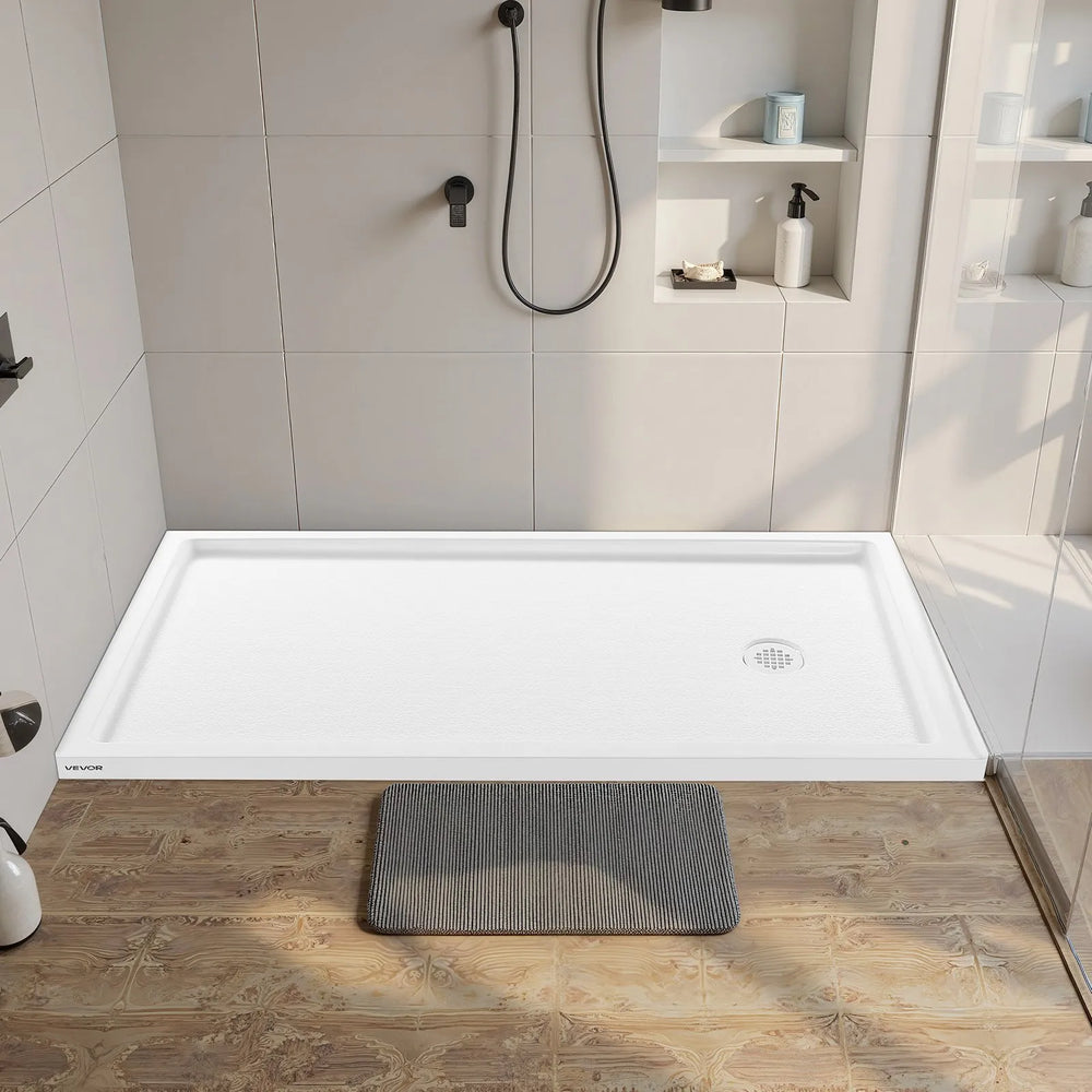 Vevor Shower Pan 60 x 30 in. Single Threshold Acrylic Slip-Resistant with Right Drain Kit New