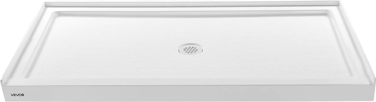 Vevor Shower Pan 60 x 32 in. Single Threshold Acrylic Slip-Resistant with Center Drain Kit New
