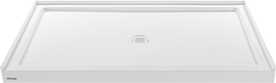Vevor Shower Pan 60 x 36 in. Single Threshold Acrylic Slip-Resistant with Center Drain Kit New