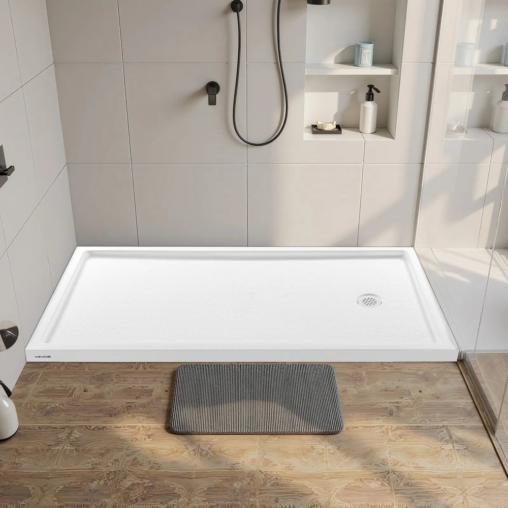 Vevor Shower Pan 60 x 36 in. Single Threshold Acrylic Slip-Resistant with Right Drain Kit New