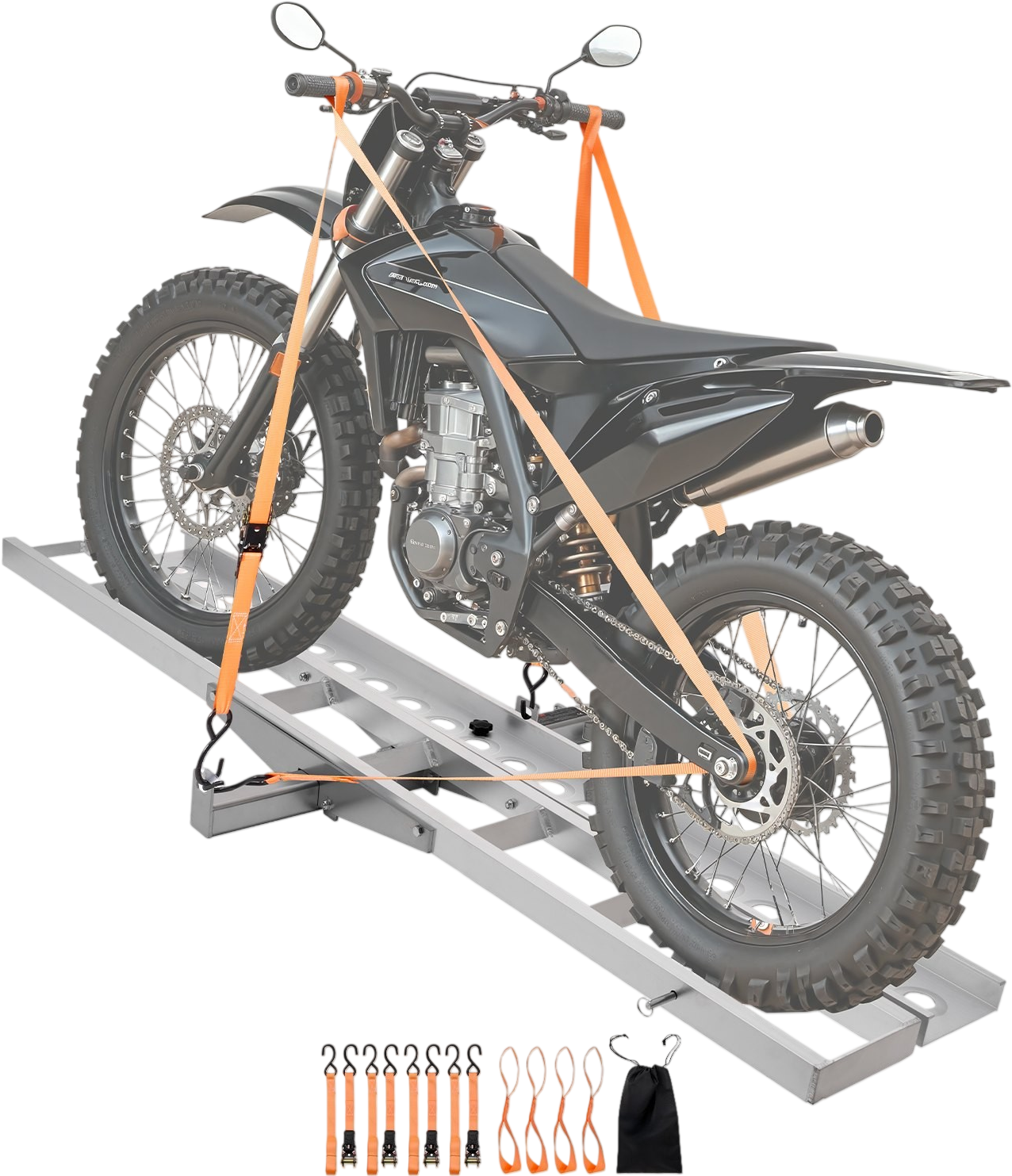 Vevor Motorcycle Carrier Hitch Mount Rack with 73 in. Loading Ramp 400 lb. Capacity New