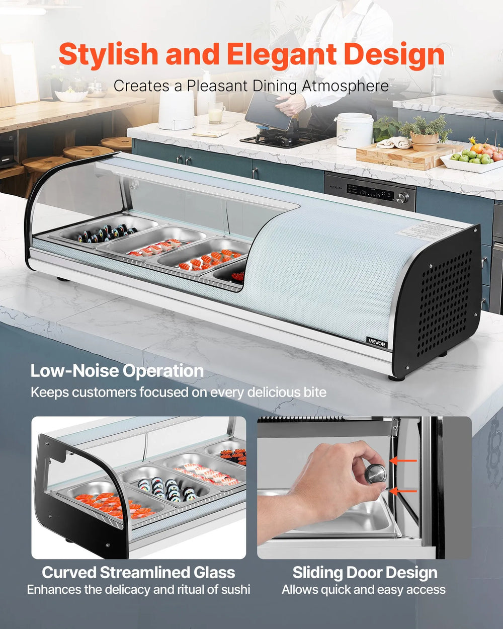 Vevor Display Case Refrigerator 4-Pan 1.5 Cu. Ft with LED Lighting Temp Control New