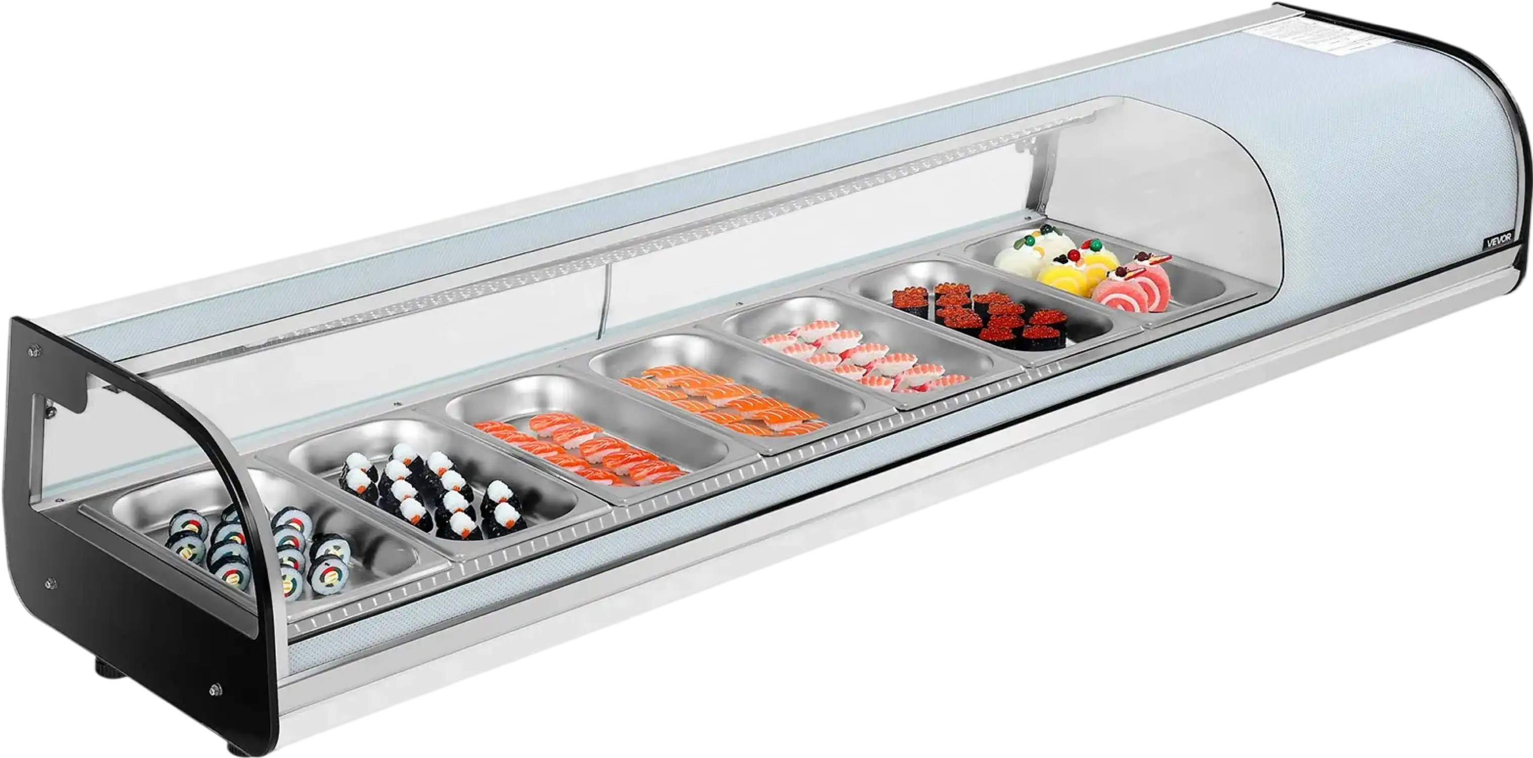 Vevor Commercial Display Case Refrigerator 2.5 Cu. Ft 7-Pan LED Lighting Temp Control New