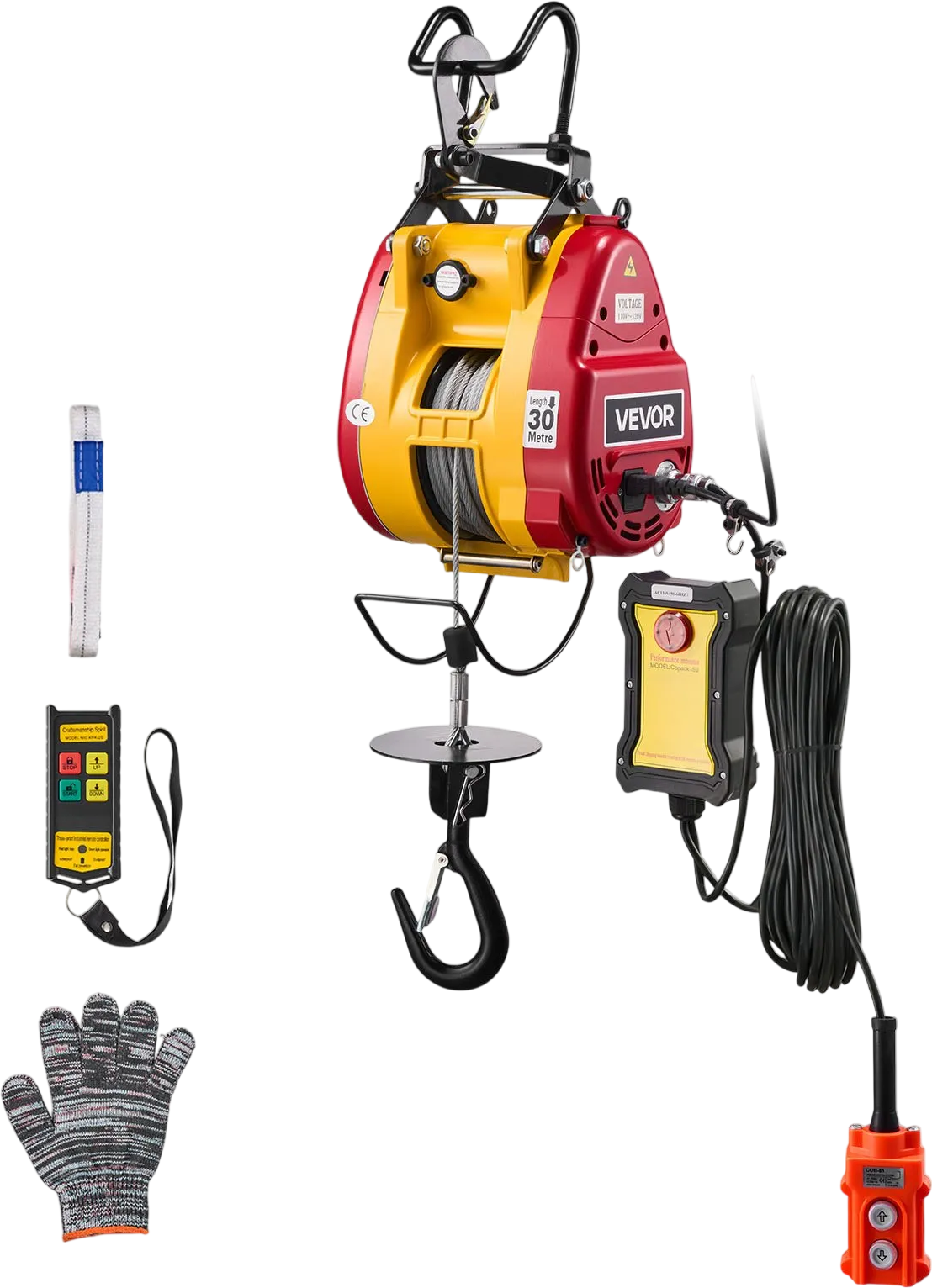 Vevor Electric Hoist Winch 660 lb. Capacity 98.4 ft. Lift Wired/Wireless Remote Control New