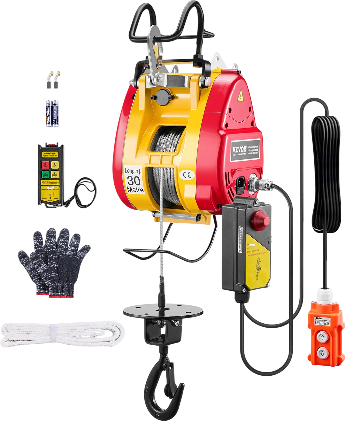 Vevor Electric Hoist Winch 1100 Lbs Capacity Wired/Wireless Remote Control New