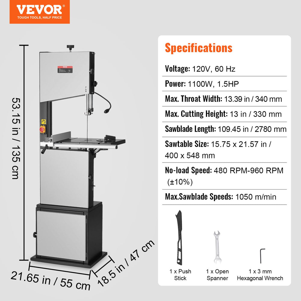 Vevor Band Saw 14-inch Variable Speed 480-960 RPM 1100W 1.5HP Motor New