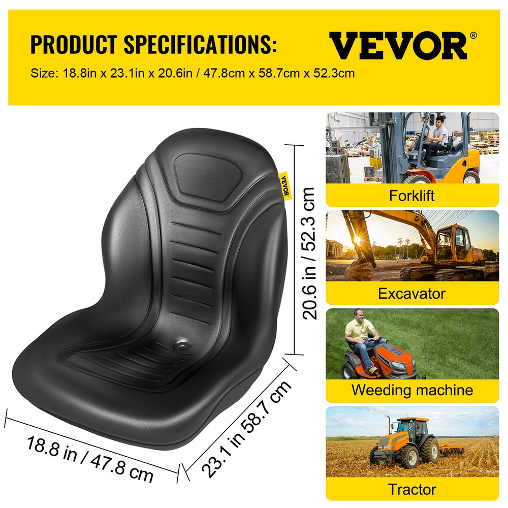 Vevor Universal Tractor Seat Replacement with Mounting Bolt Patterns Black Vinyl (2 Pack) New