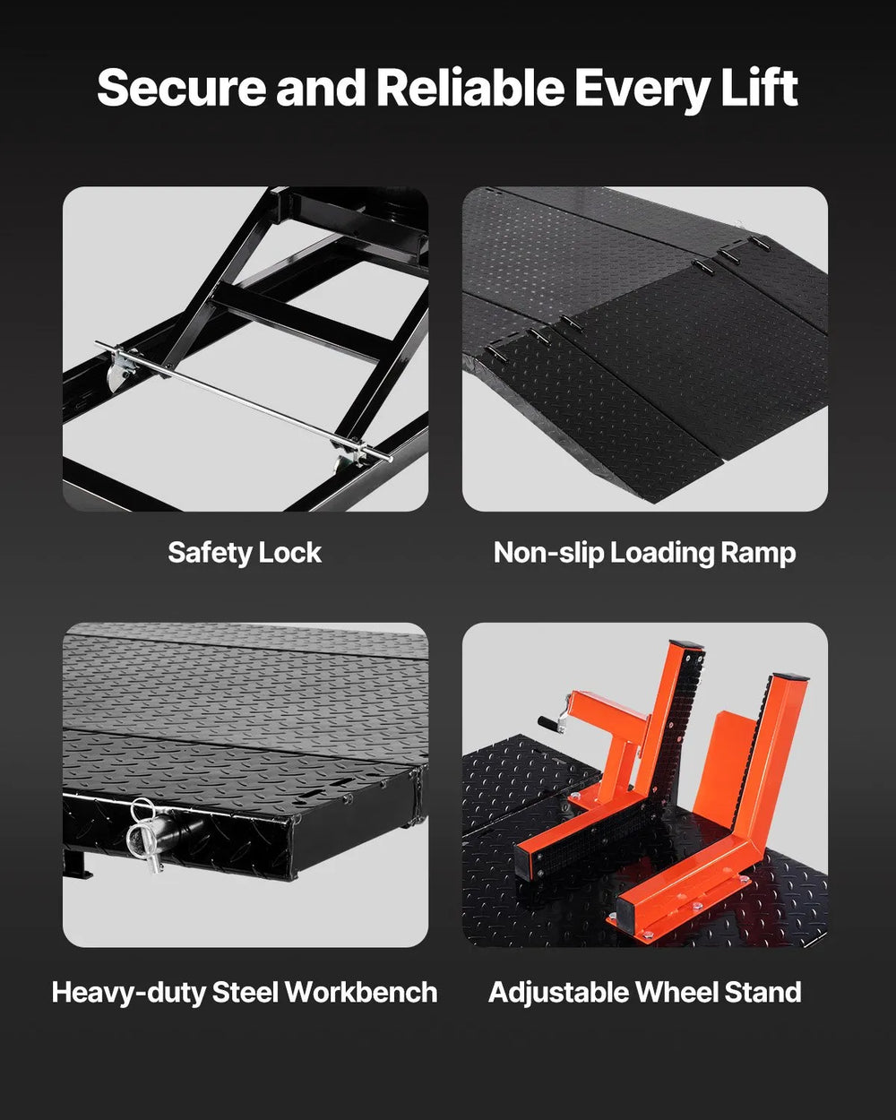 Vevor Motorcycle Lift Table Repair Stand 1500 lbs Capacity 8.6"-31" Height Range New