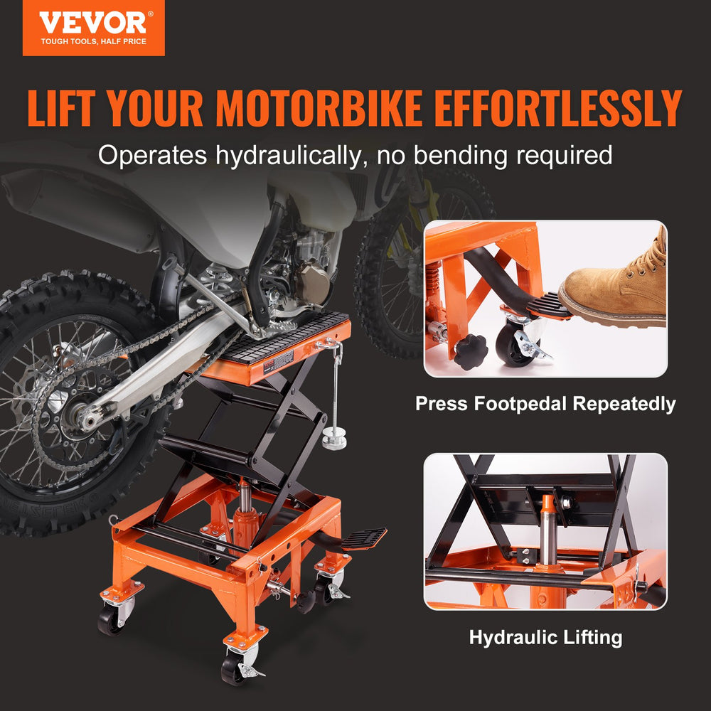 Vevor Hydraulic Motorcycle Lift Table 350 Lbs Capacity Foot-Operated Jack Stand New