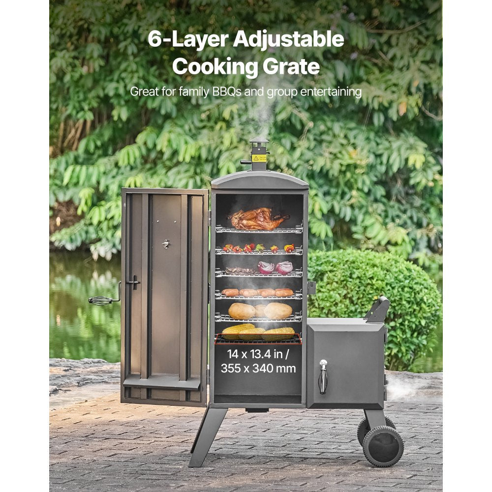 Vevor Charcoal Offset Smoker with Side Firebox 6 Adjustable Grates Thermometer New