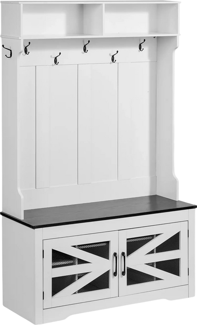 Vevor Hall Tree Entryway Bench with LED Coat Rack and Shoe Storage 42