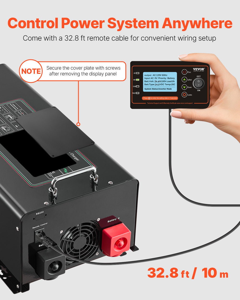 Vevor Pure Sine Wave Inverter Charger 6000W DC 24V to AC 120V New
