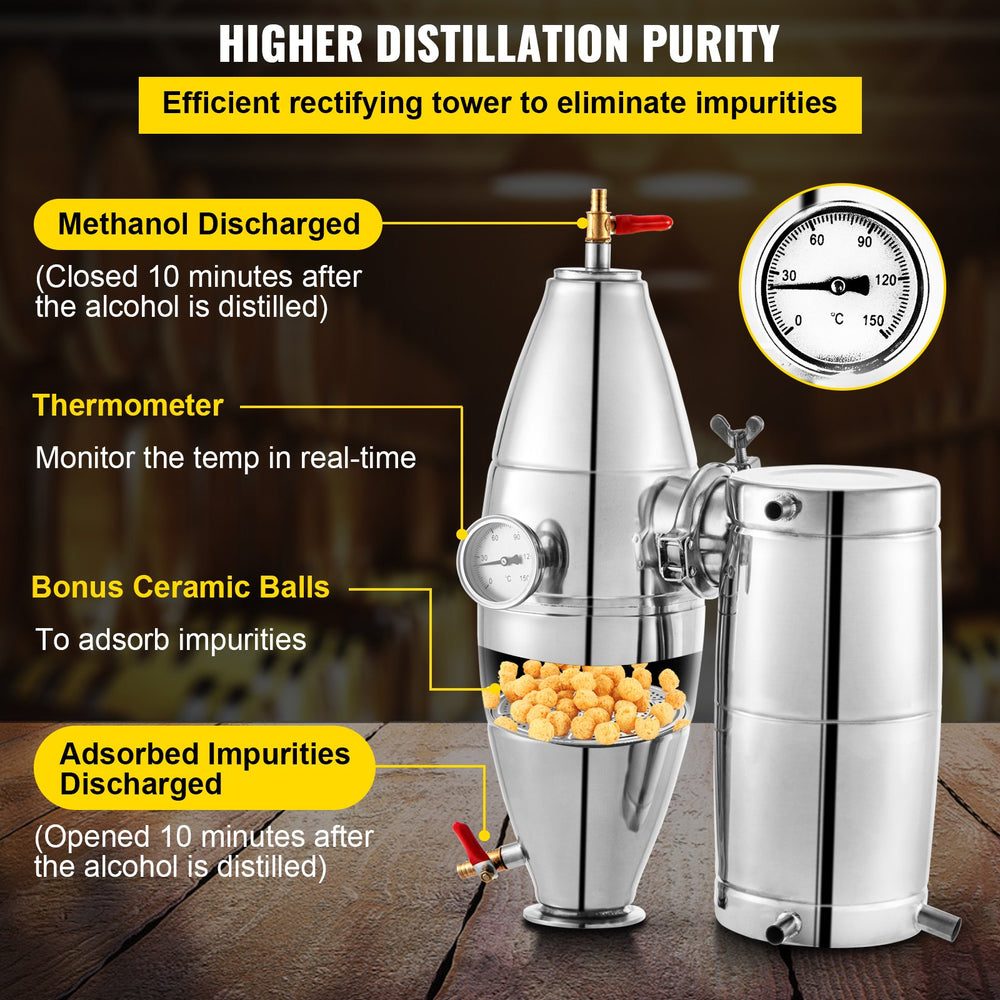 Vevor Alcohol Distiller 50L 13.2 Gallon Stainless Steel Wine Whiskey Home Brewing Kit New