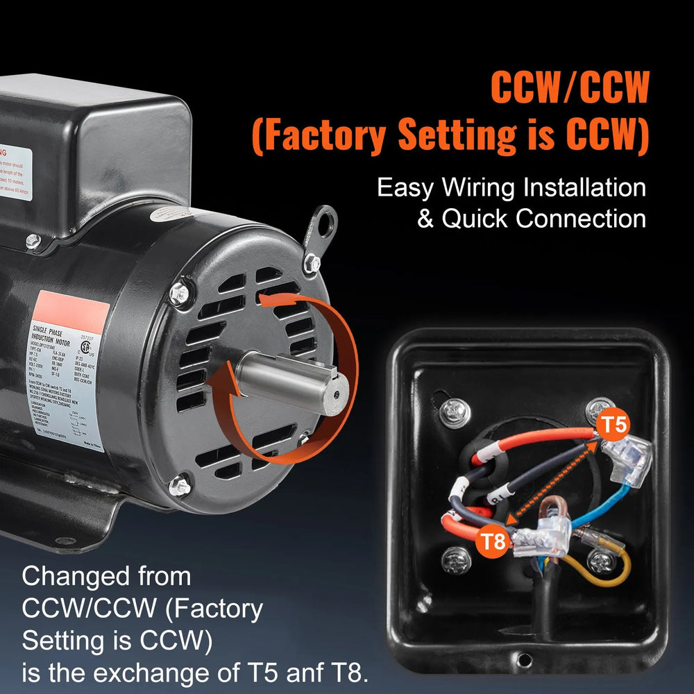 Vevor Air Compressor Motor CW/CCW Rotation 7.5 HP 230V 31.6A 3450 RPM New