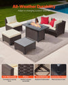Vevor Patio Furniture Set with Fire Pit Table 6-Piece Wicker Rattan New